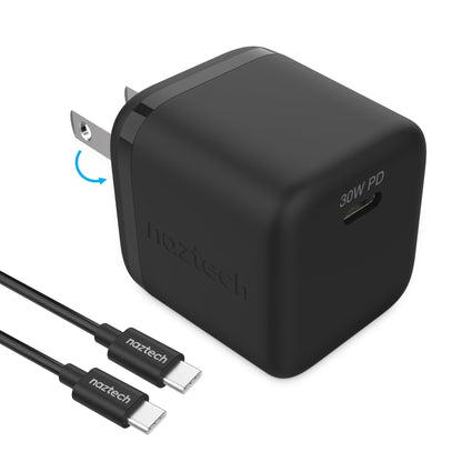 30W USB-C PD Wall Charger + USB-C to USB-C Cable | Black - US Stores