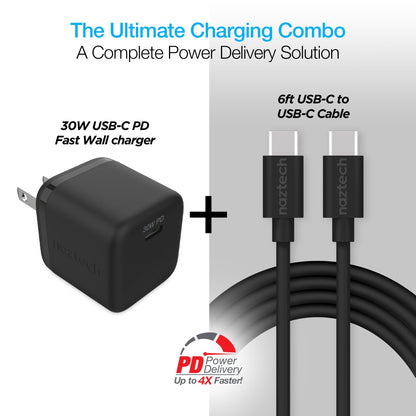 30W USB-C PD Wall Charger + USB-C to USB-C Cable | Black - US Stores