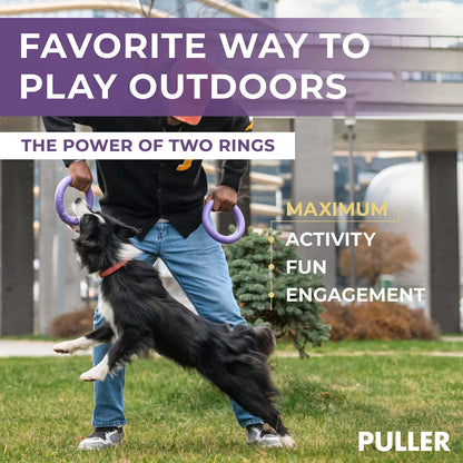 Puller Outdoor Dog Ring Toys MIDI TWO Rings Dog Fetch Toy & Tug of War Dog Toy for Small Medium Large Dogs Dog Ball & Soft Dog Frisbee Alt Outside Dog