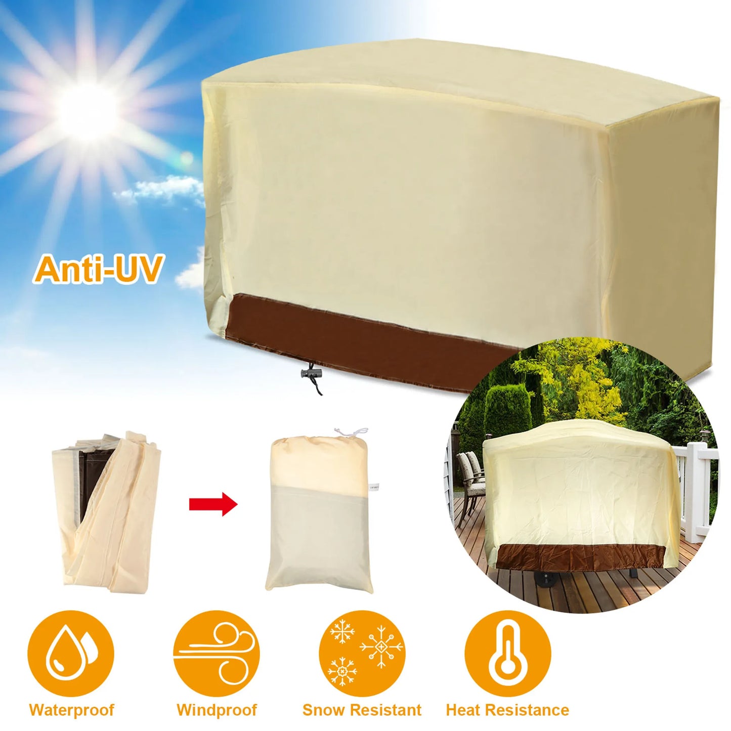 210D Waterproof Outdoor BBQ Grill Cover Windproof