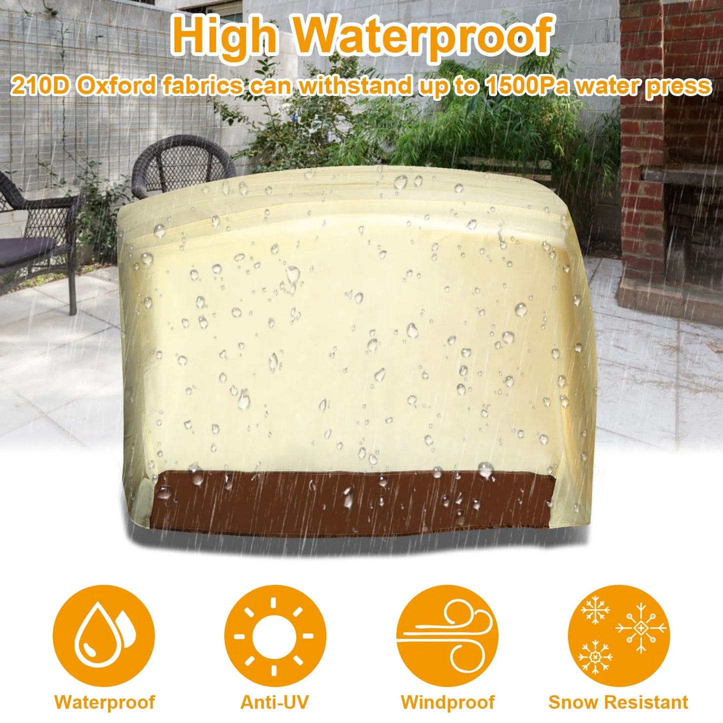210D Waterproof Outdoor BBQ Grill Cover Windproof
