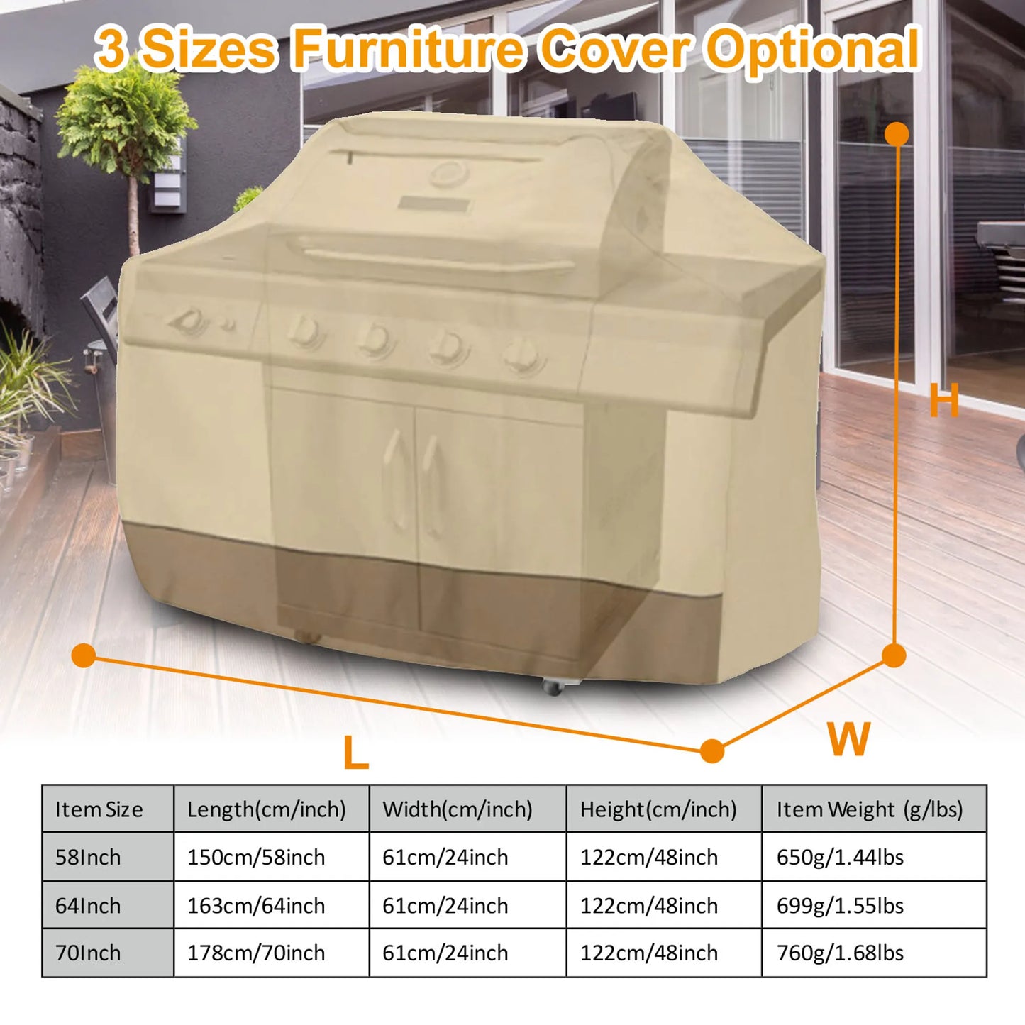 210D Waterproof Outdoor BBQ Grill Cover Windproof