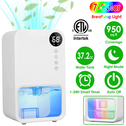 37.2OZ Dehumidifier Indoor Portable Small Dehumidifier