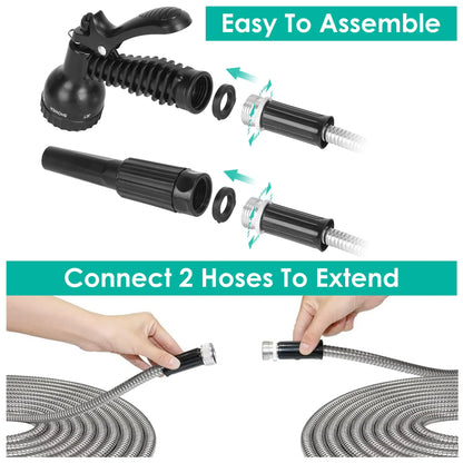 25FT/50FT/100FT Heavy Duty Stainless Steel Garden Hose