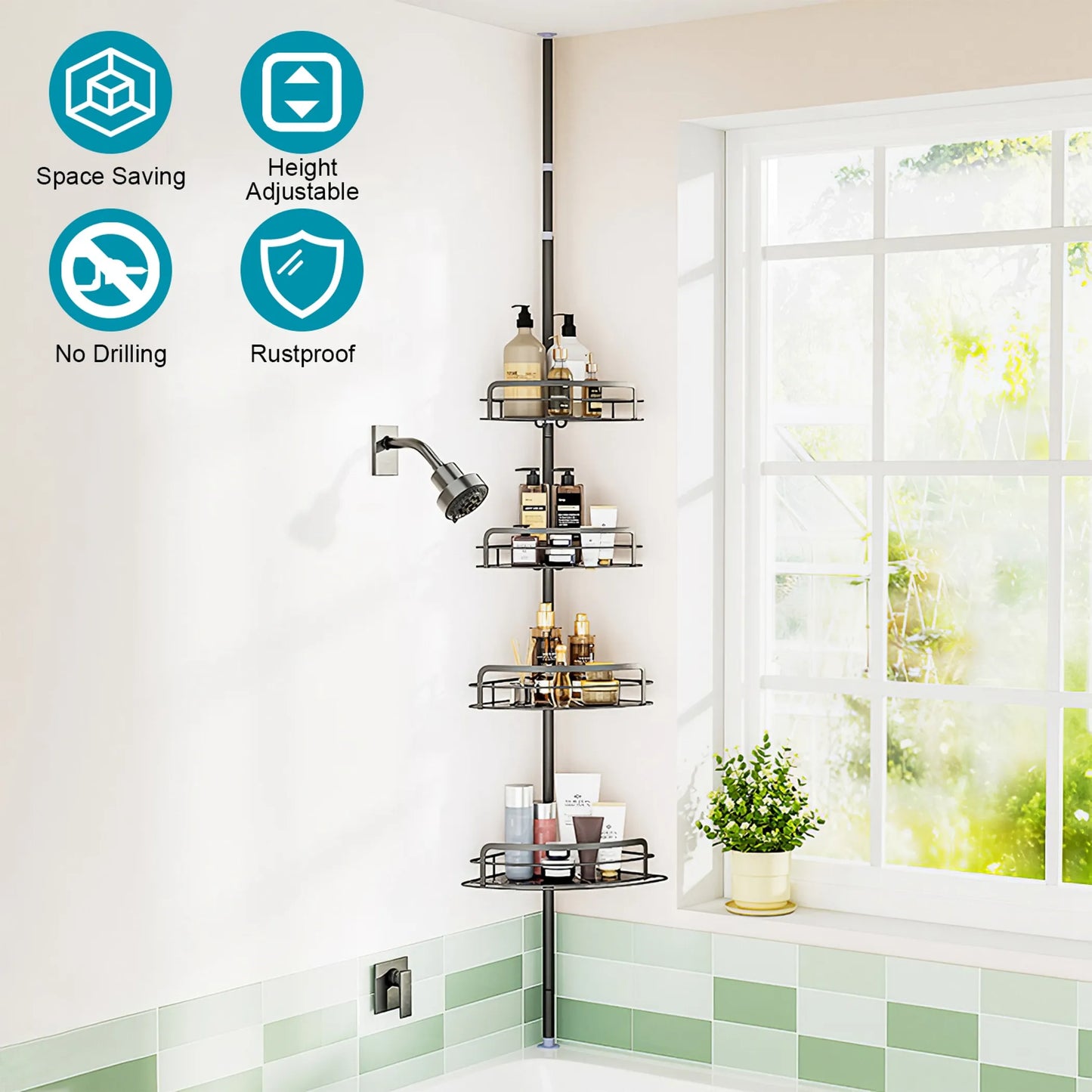 Rust-Resistant Corner Shower Caddy For Bathroom