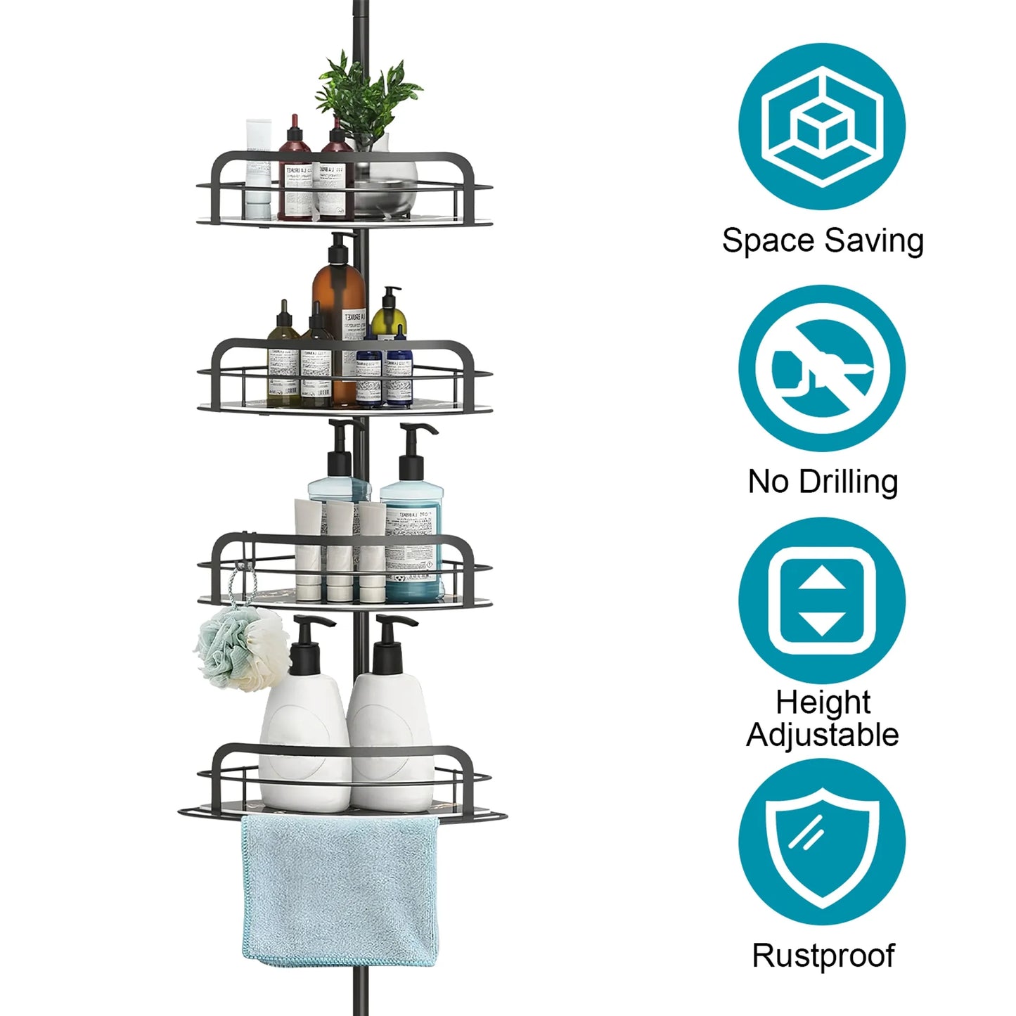 Rust-Resistant Corner Shower Caddy For Bathroom