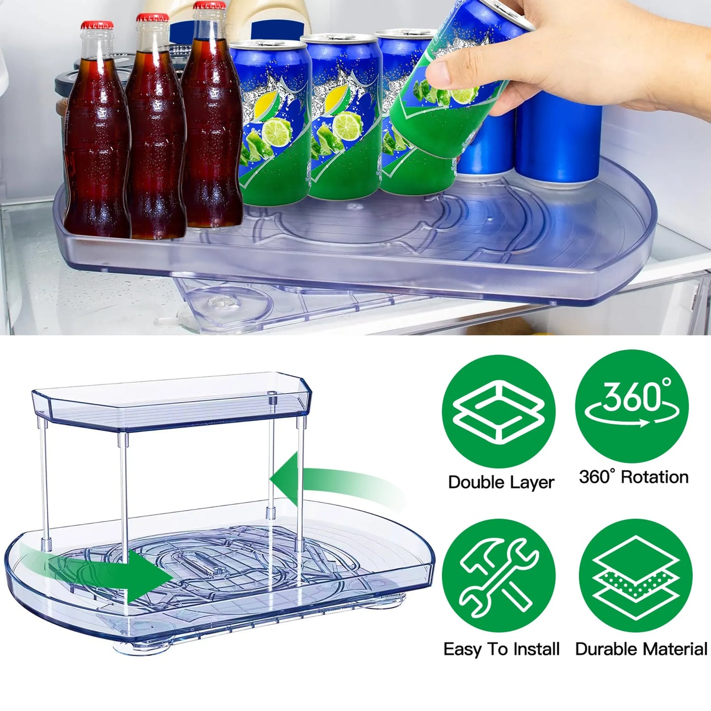 2 Tier Turntable Organizer Rectangular