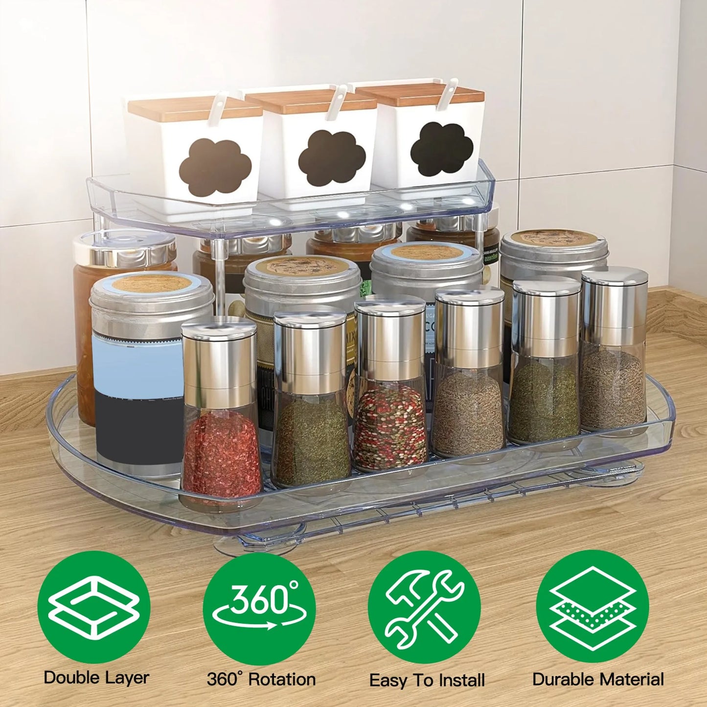 2 Tier Turntable Organizer Rectangular