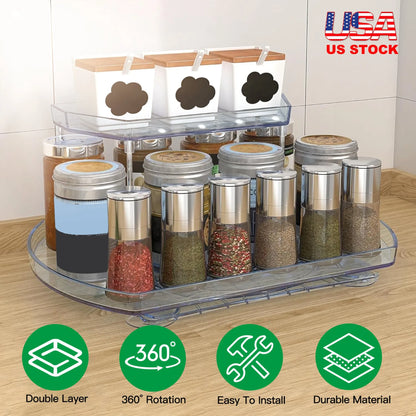 2 Tier Turntable Organizer Rectangular