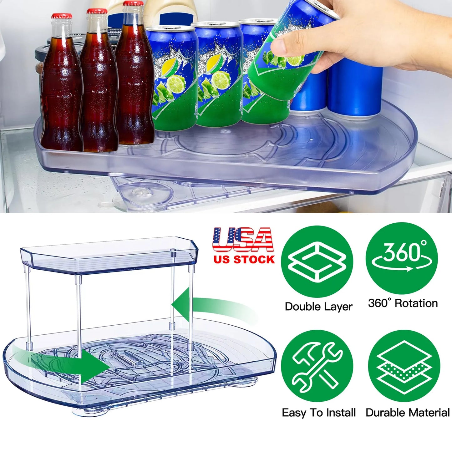 2 Tier Turntable Organizer Rectangular