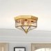 4 Light Industrial Flush Mount Ceiling Light Fixtures Beveled Glass Close to Ceiling Fixtures for Stairway, Hall, Closet, Porches, Bedroom Gold - US Stores