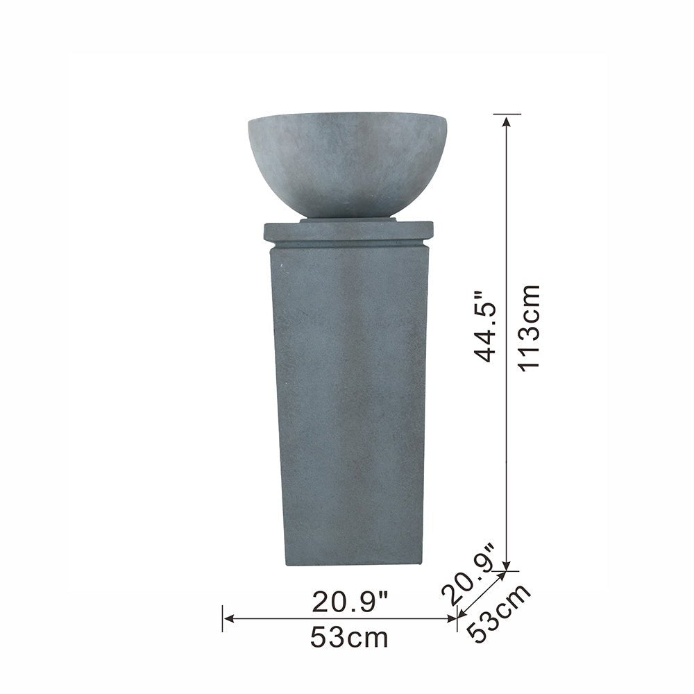 44.5" Polyresin Gray Zen Bowl Water Fountain, Outdoor Bird Feeder /Bath Fountains, Relaxing Water Feature for Garden Lawn Backyard Porch - US Stores