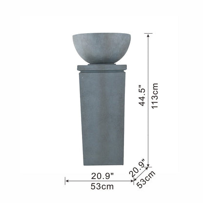 44.5" Polyresin Gray Zen Bowl Water Fountain, Outdoor Bird Feeder /Bath Fountains, Relaxing Water Feature for Garden Lawn Backyard Porch - US Stores