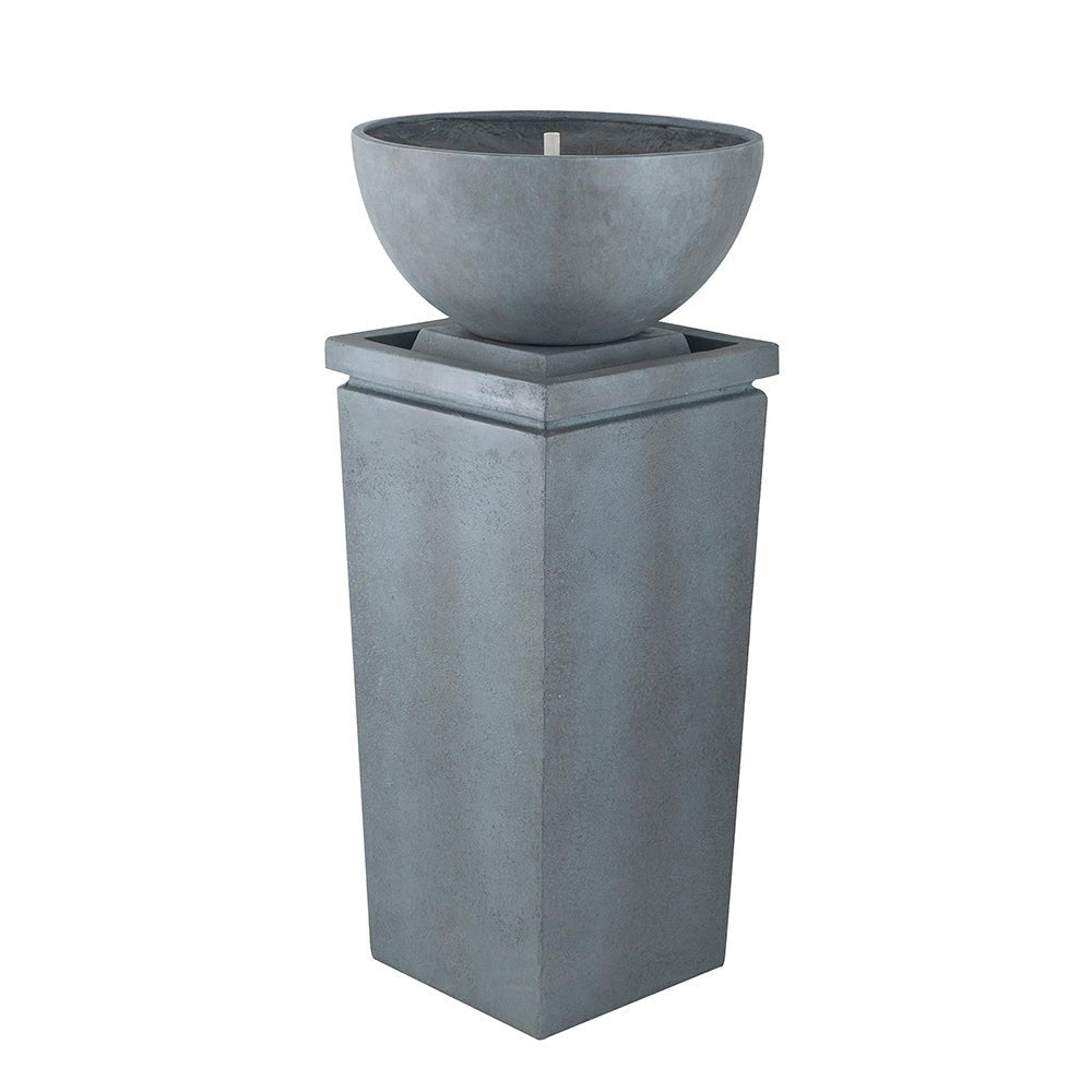 44.5" Polyresin Gray Zen Bowl Water Fountain, Outdoor Bird Feeder /Bath Fountains, Relaxing Water Feature for Garden Lawn Backyard Porch - US Stores