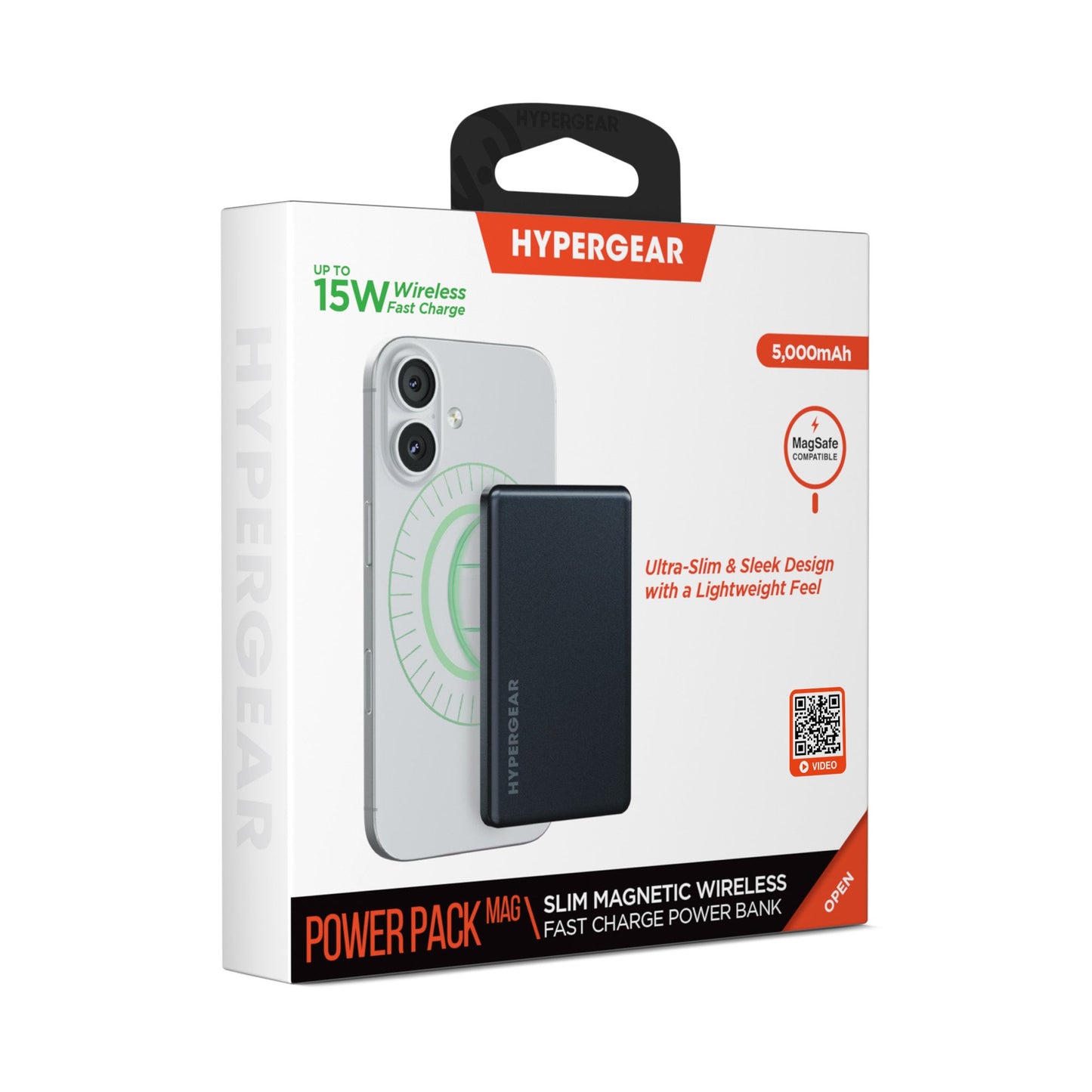 5,000mAh | Power Pack Mag Ultra - Slim Magnetic Wireless Fast Charge Power Bank | Black - US Stores