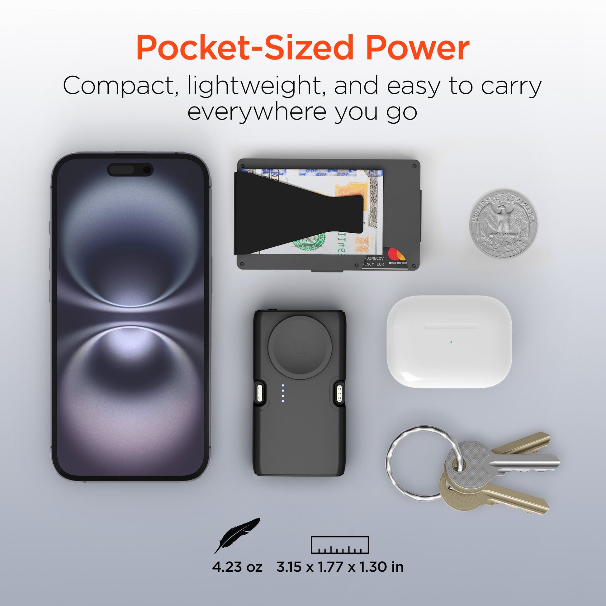 5,000mAh | Power Pack Nano Ultra-Mini Power Bank with Built-In Apple Watch Charger | Black - US Stores
