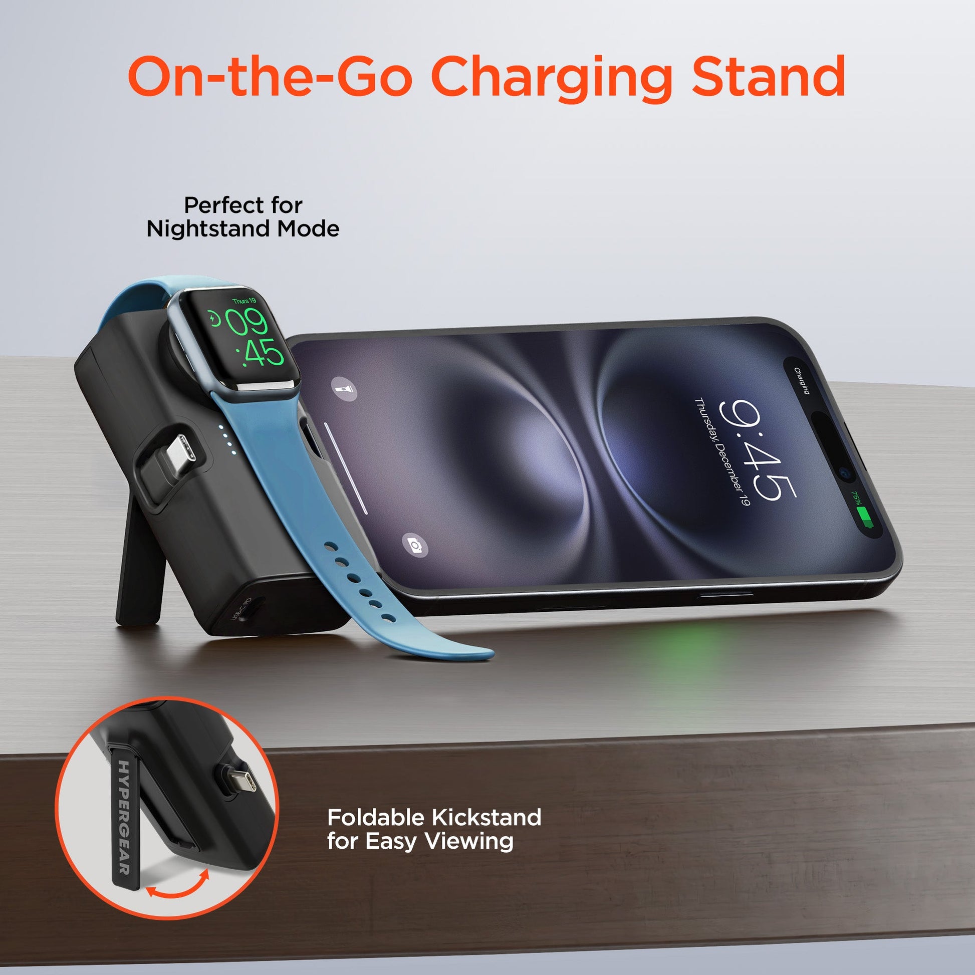 5,000mAh | Power Pack Nano Ultra-Mini Power Bank with Built-In Apple Watch Charger | Black - US Stores