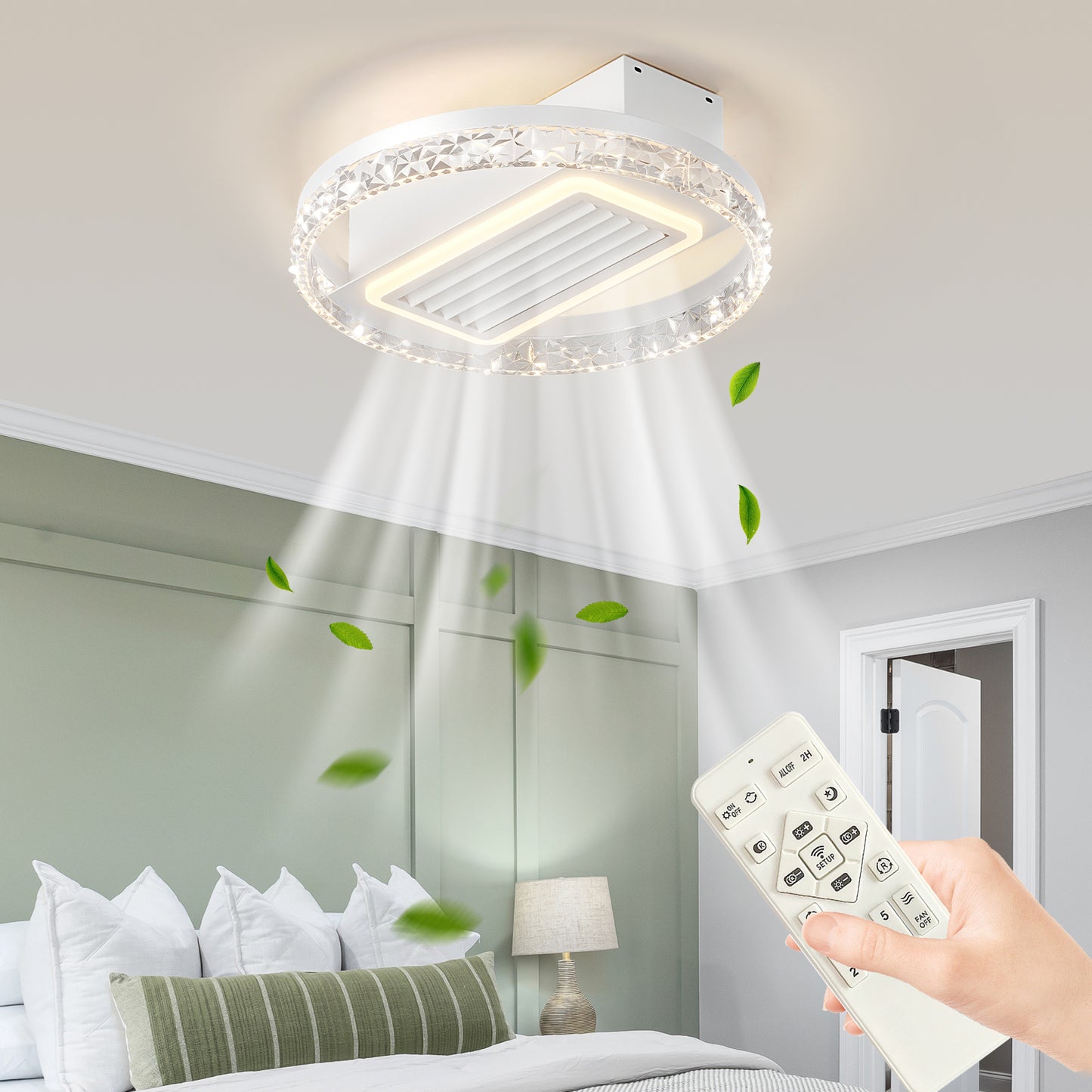 Bladeless Fan Lamp With Lights Dimmable LED