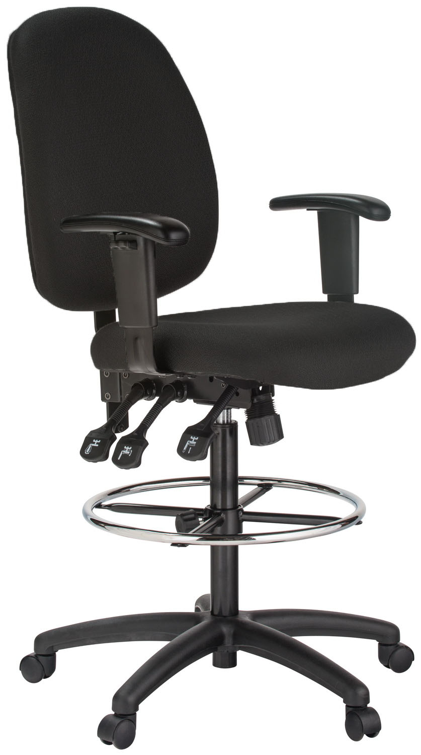 Harwick Extra Tall Ergonomic Drafting Chair - Black Fabric