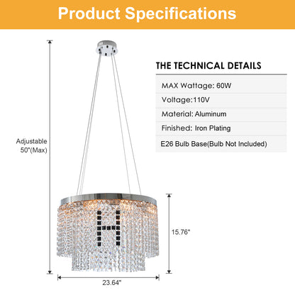 Modern Crystal Chandelier for Living-Room Round Cristal Lamp Luxury Home Decor Light Fixture