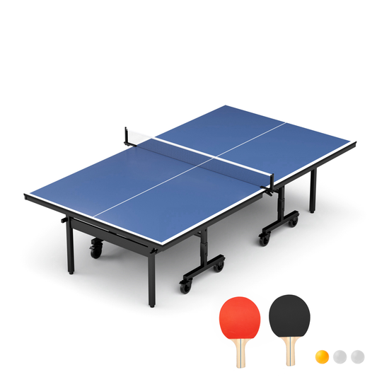 Table Tennis Table - 15mm Professional MDF Indoor Table Tennis Table with Table Tennis Net and Bats etc. Quick Assembly, Single Training Table, 108"L x 60"W x 30"H