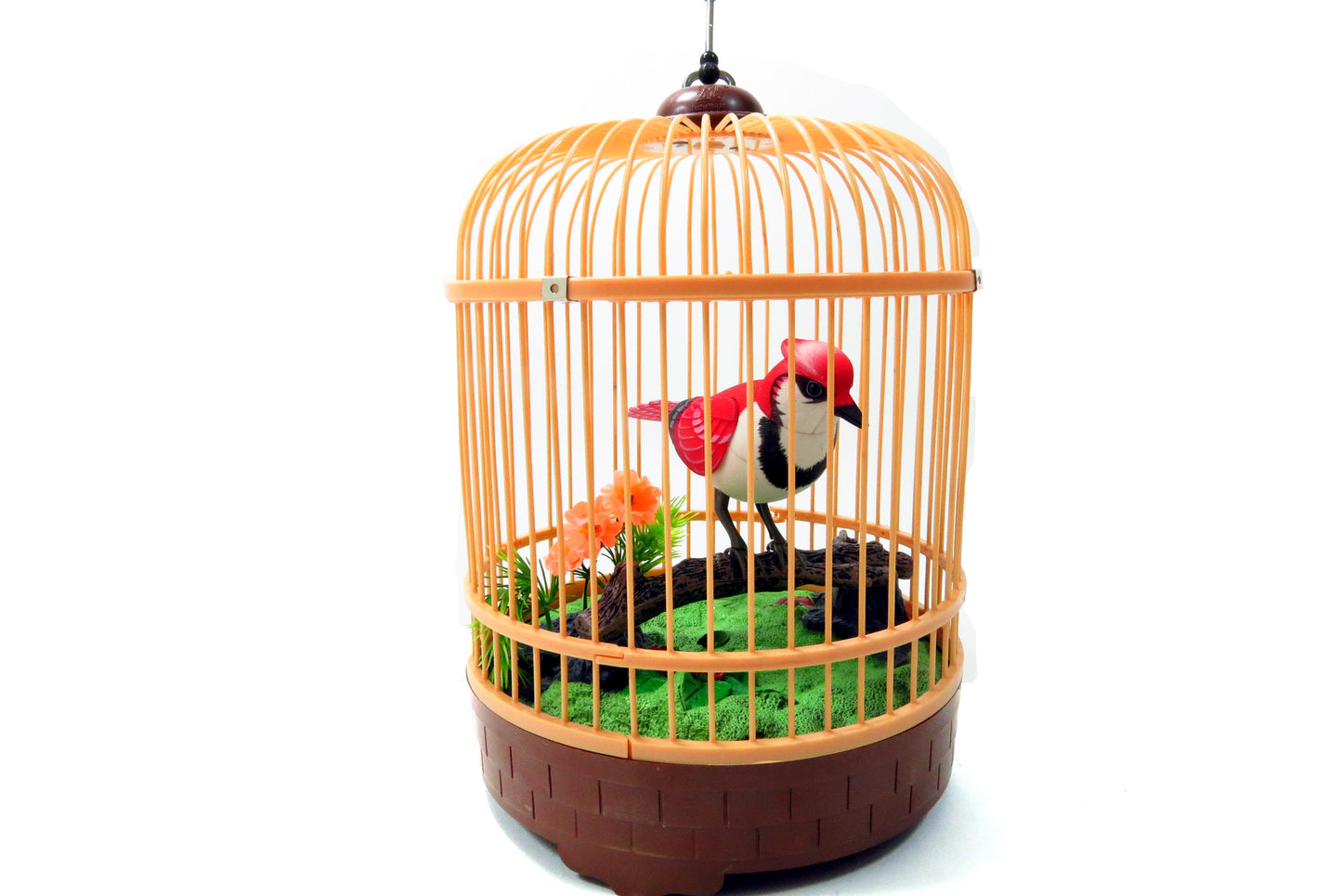 AZ Trading & Import Singing & Chirping Bird In Cage - Realistic Sounds & Movements (Red)