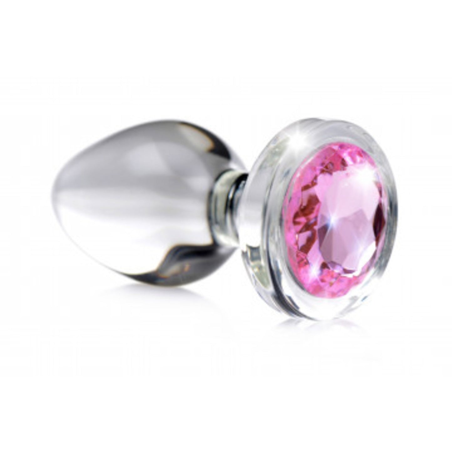 XR Brands Booty Sparks Pink Gem Glass Anal Plug - Medium