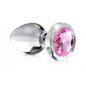 XR Brands Booty Sparks Pink Gem Glass Anal Plug - Medium