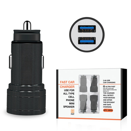 Dual Port USB Car Charger/ Adapter (12pcs)