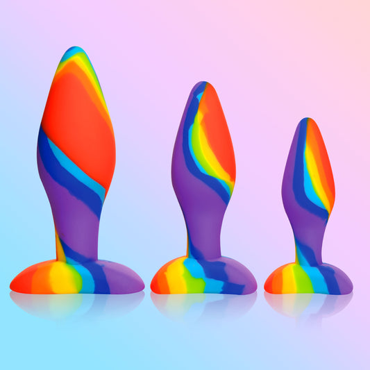 3 Piece Rainbow  Silicone Butt Plug Set