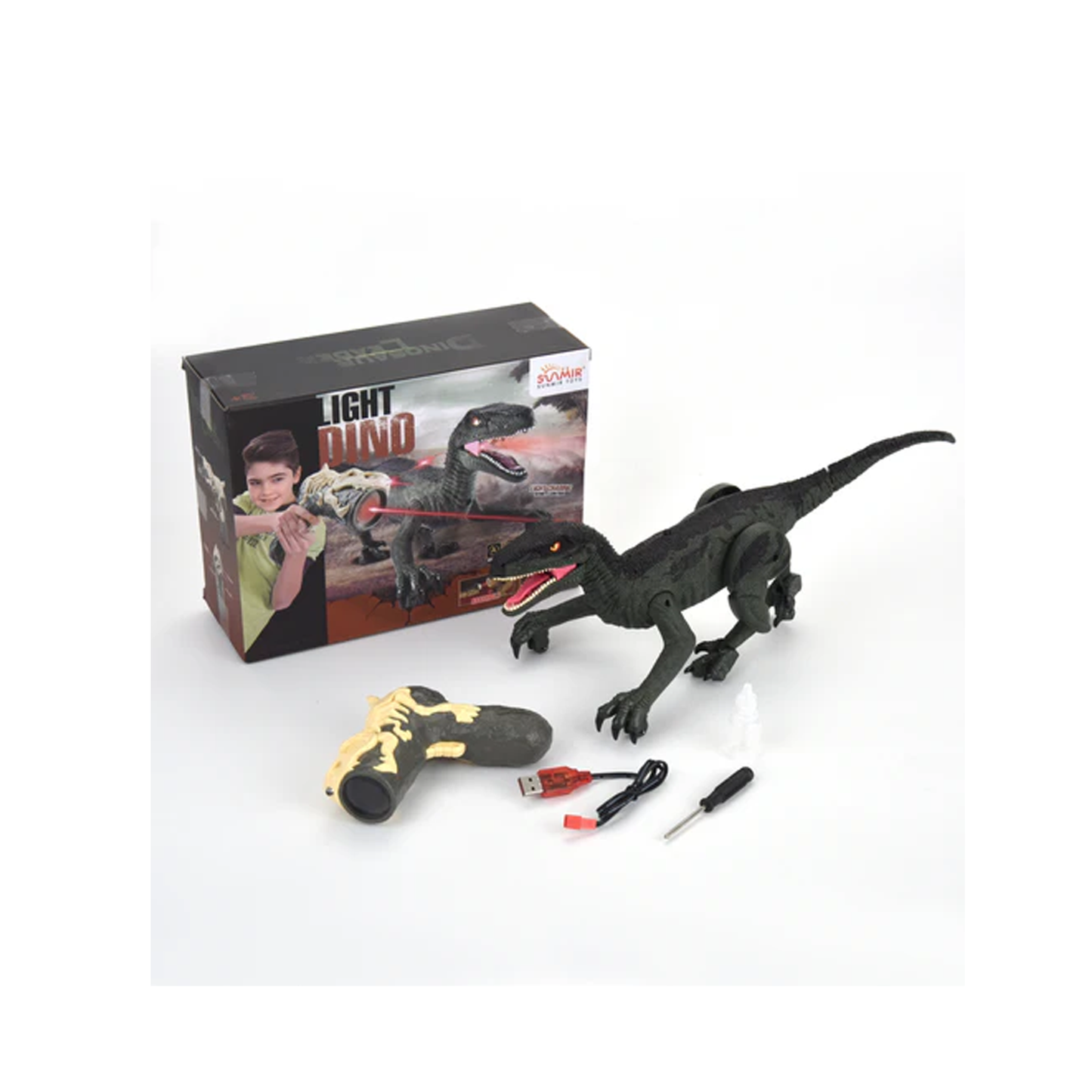 AZ Trading & Import Remote Control Dinosaur Velociraptor With LED Lights And Mist Spray (Green)