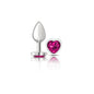 Cheeky Charms-Silver Metal Butt Plug- Heart-Bright Pink-Small VB-CC9129