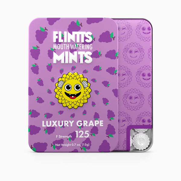 Flintts Mouth Watering Mints Luxury Grape F-Strength 125 Tin - US Stores