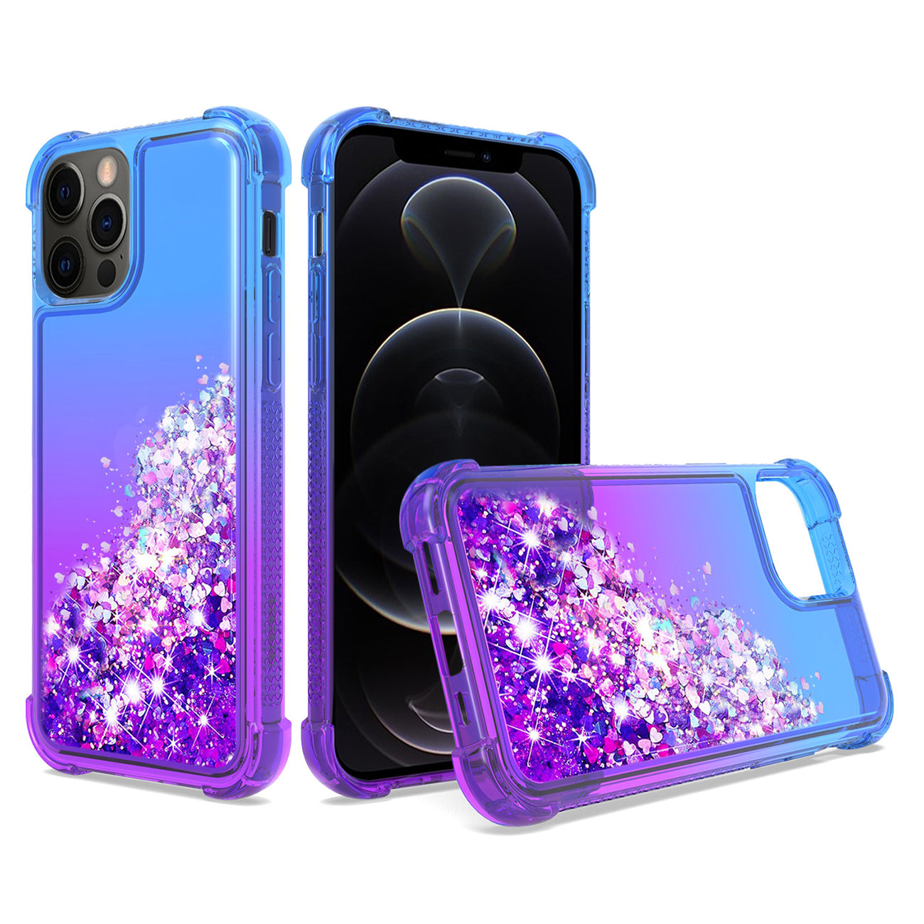 Shiny Flowing Glitter Liquid Bumper Case For APPLE IPHONE 12 PRO MAX