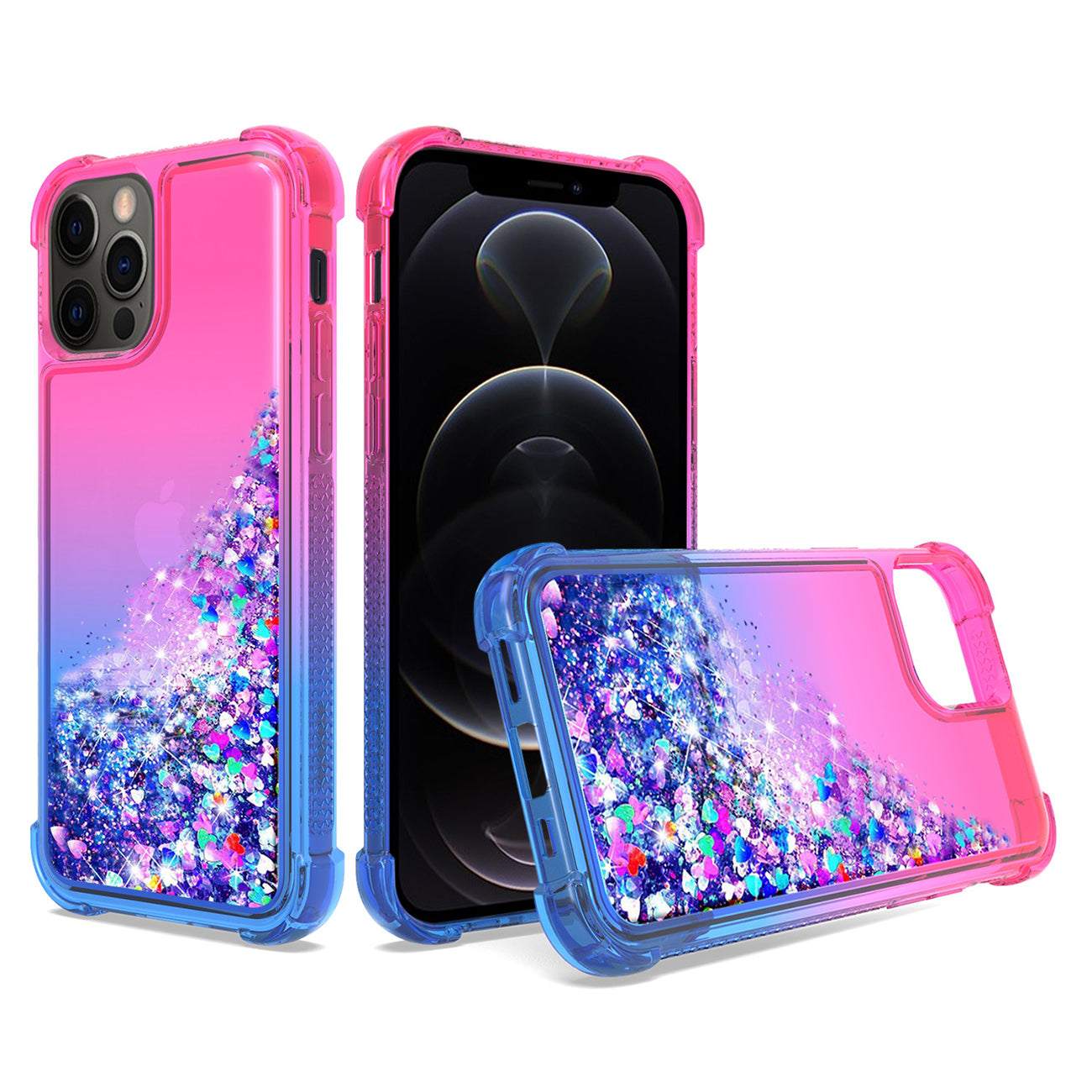 Shiny Flowing Glitter Liquid Bumper Case For APPLE IPHONE 12 PRO MAX