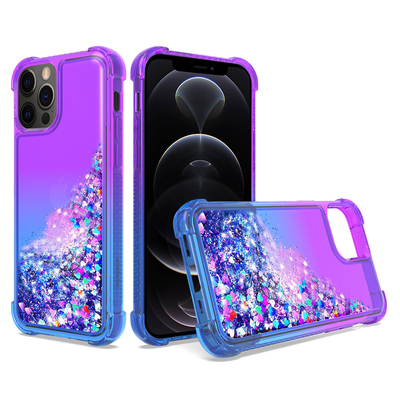 Shiny Flowing Glitter Liquid Bumper Case For APPLE IPHONE 12 PRO MAX