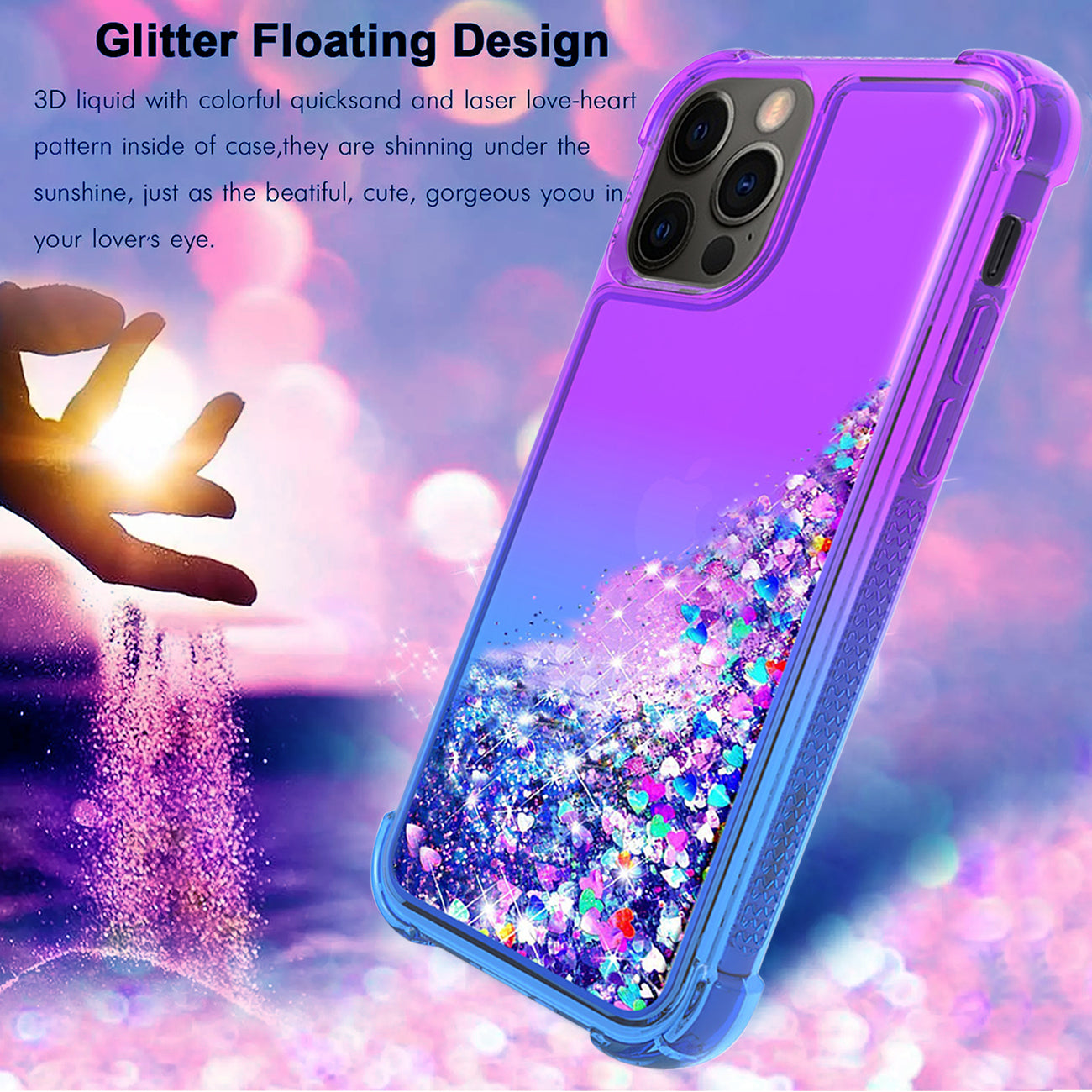 Shiny Flowing Glitter Liquid Bumper Case For APPLE IPHONE 12 PRO MAX