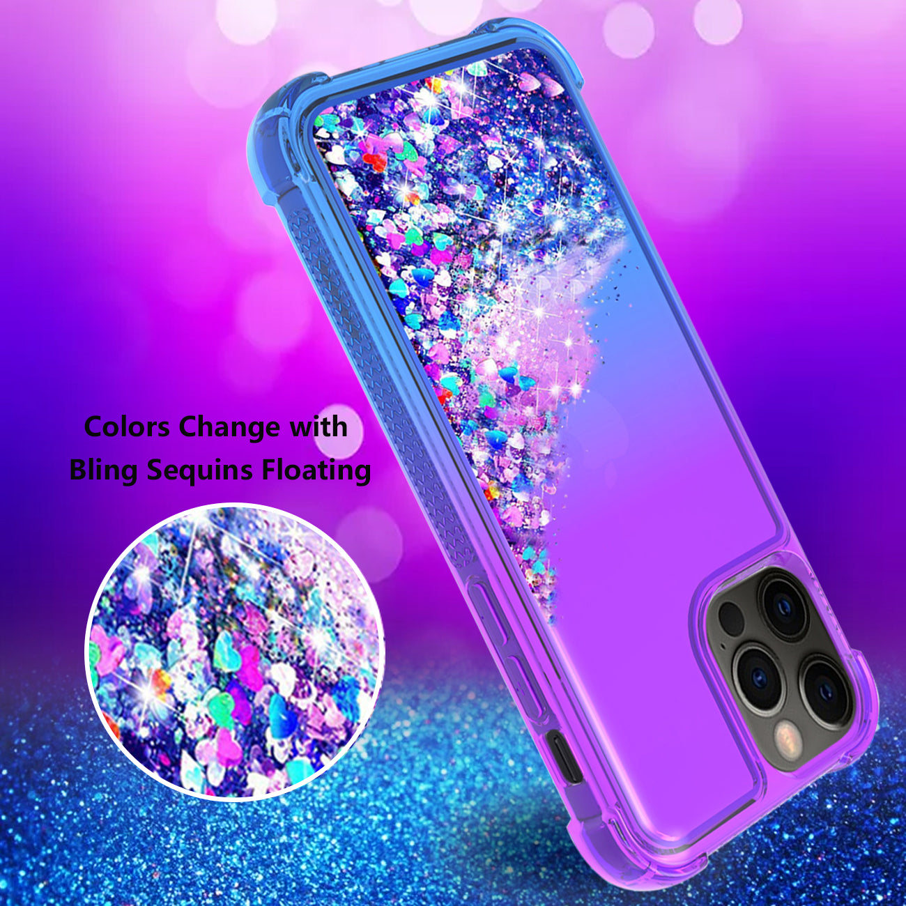 Shiny Flowing Glitter Liquid Bumper Case For APPLE IPHONE 12 PRO MAX