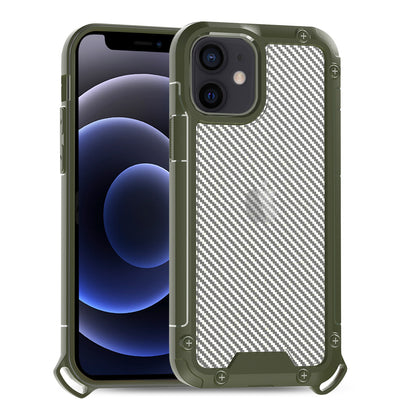 Reiko Shockproof PC Bumper Case With Carbon Fiber Pattern  For iPhone 12 Mini