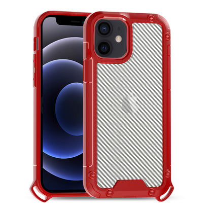 Reiko Shockproof PC Bumper Case With Carbon Fiber Pattern  For iPhone 12 Mini