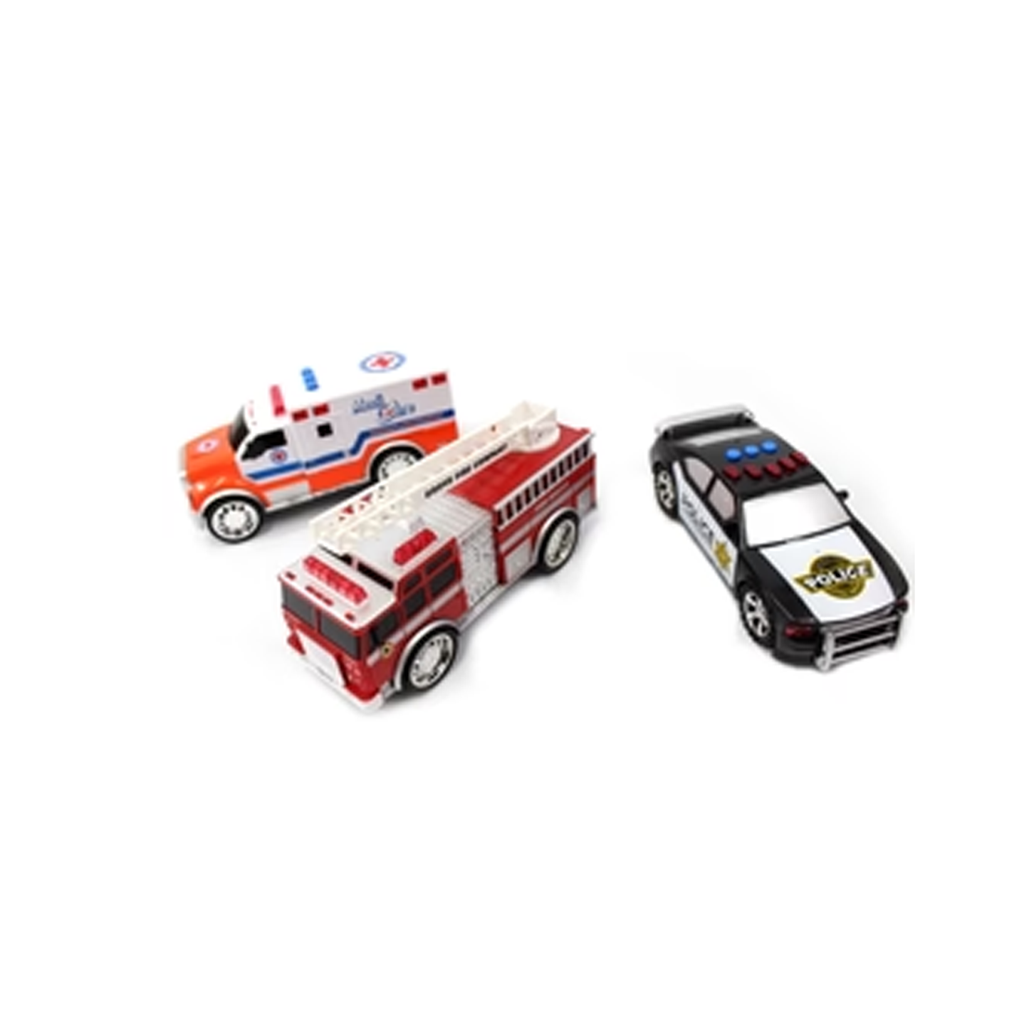 AZ Trading & Import 3-in-1 Emergency Vehicle Toy PlaySet For Kids (Fire Truck, Police Car, Ambulance)