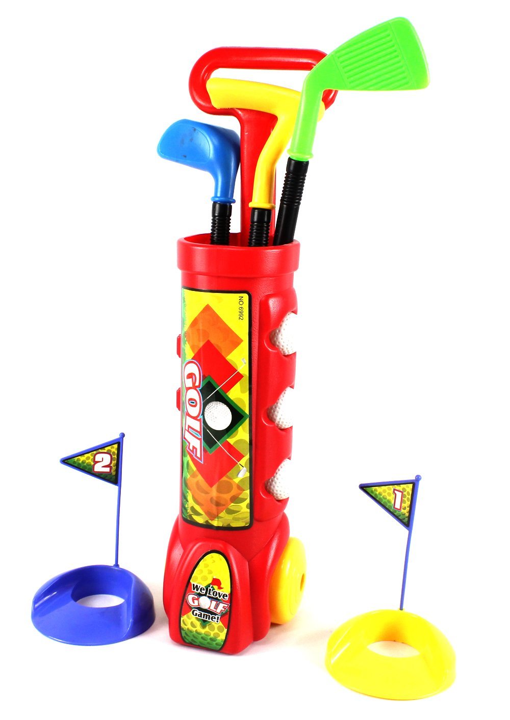 AZ Trading and Import Deluxe Kid's Happy Golfer Toy Golf Set With 3 Golf Balls, 3 Types of Clubs, & 2 Practice Holes