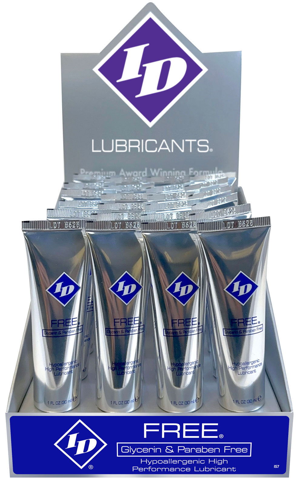 ID Free Hypoallergenic Water-Based Lubricant 1 oz Tubes – 24 Count Display