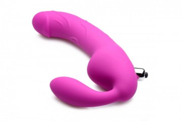 XR Brands Strap U Royal Rider Vibrating Strapless Strap- on Dildo - Pink