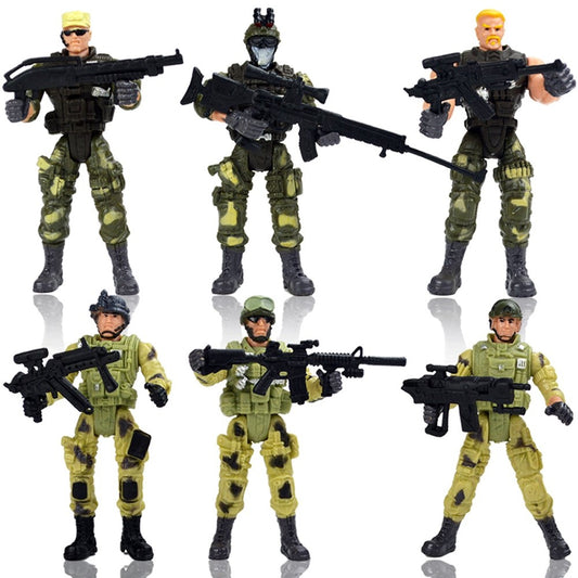 AZ Trading & Import Special Force Army SWAT Soldiers Action Figures with Weapons and Accessories 4 Inches Tall, 6 Figures/Pack