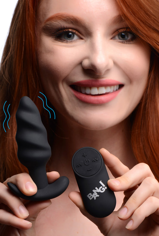 Remote Control 21X Vibrating Silicone Swirl Butt Plug -