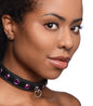 Royal Vixen Leather Choker with Rhinestones -