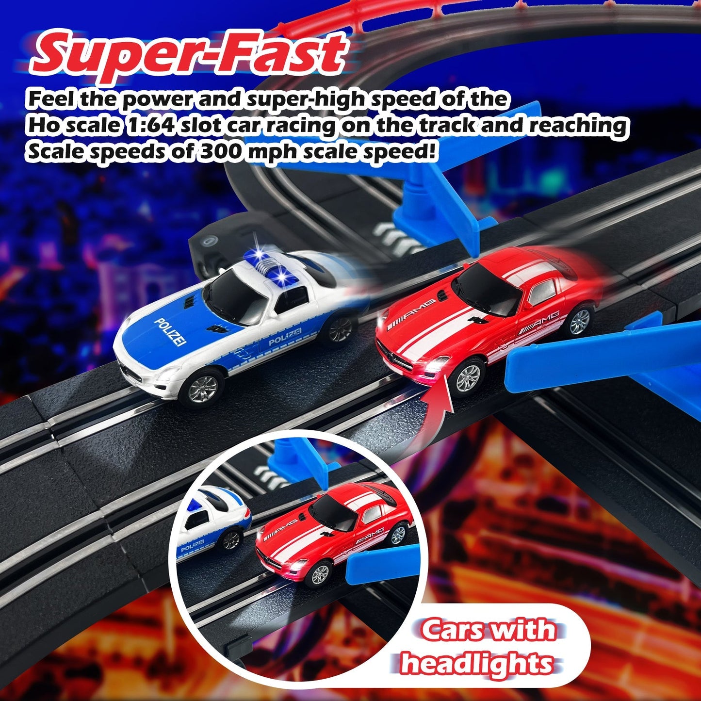 AGM MASTECH MR-01 Slot Car Racing Set with 4 Cars - US Stores