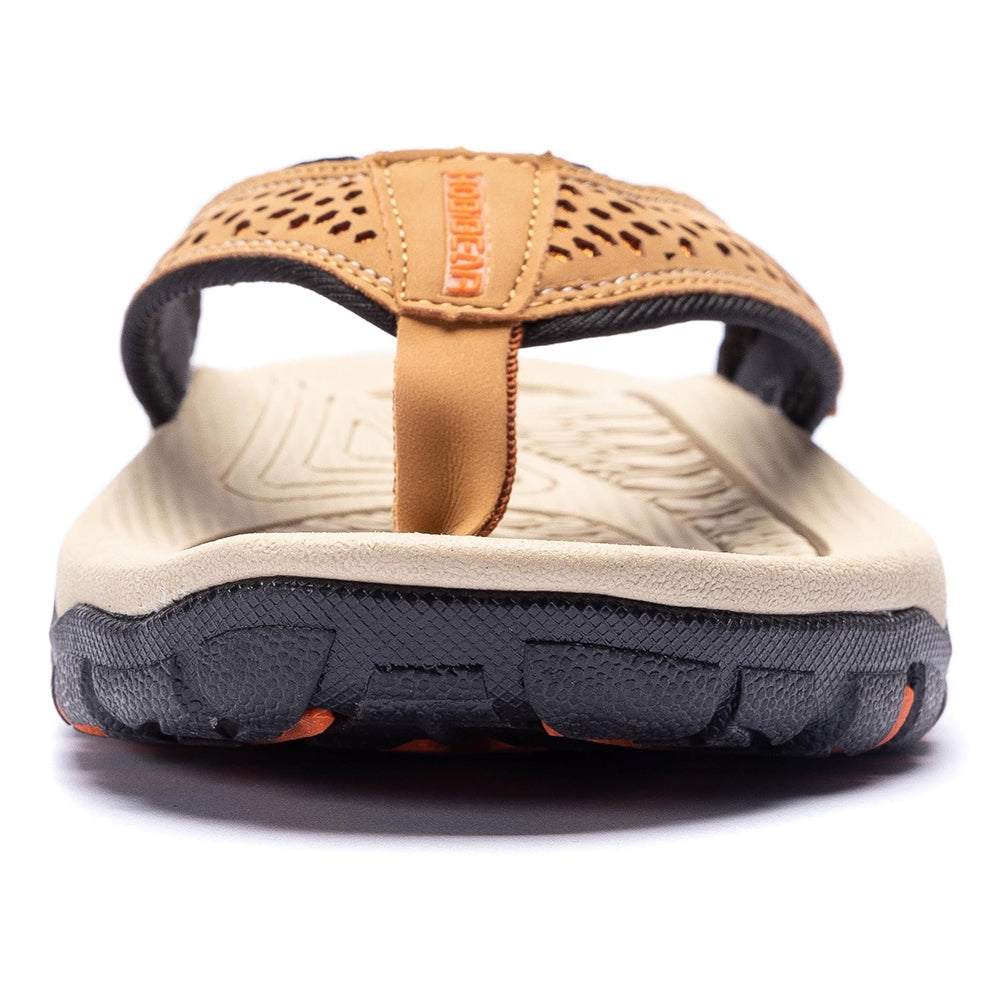 AZ Trading and Import Mens Thong Sandals Indoor and Outdoor Beach Flip Flop Khaki/Orange (Size 9)