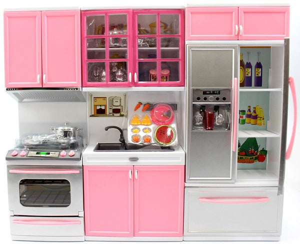 Battery Operated Modern Kitchen Playset with Oven & Fridge Kids Pretend Play Set - US Stores